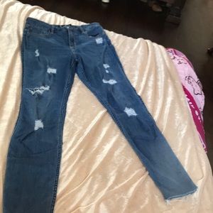 Ripped high rise jeans